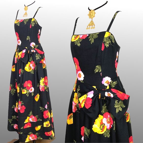 Vintage Nipon Night Floral Maxi Cotton Gown Dress Size 10 (6-8) - Picture 3 of 16